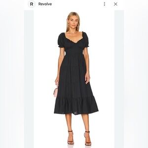 Astr Black Cinched Bust Puff Sleeve Tiered Maxi Dress